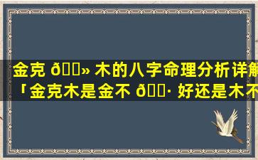 金克 🌻 木的八字命理分析详解「金克木是金不 🌷 好还是木不好」